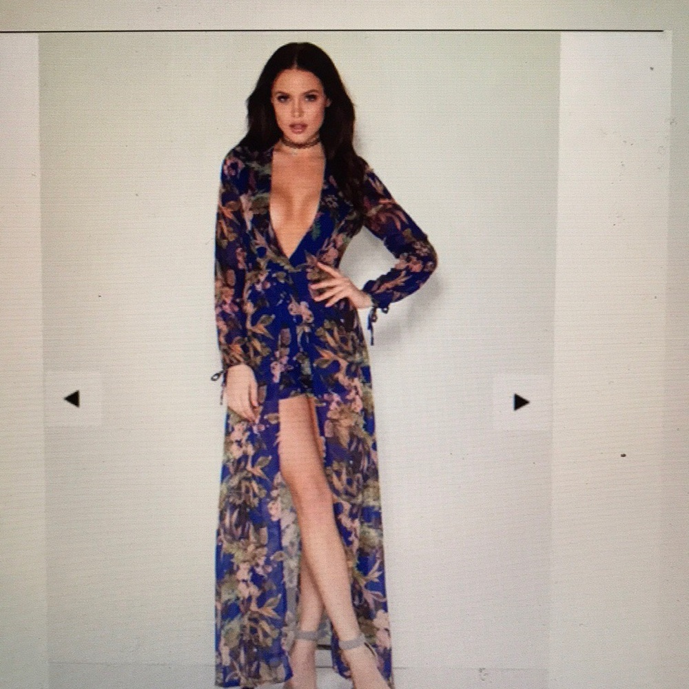 LUXXEL  Maxi-romper Natural Flower Print Medium